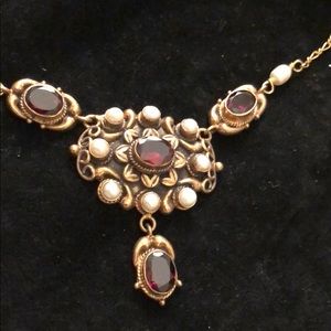 Handmade in ITALY garnet seed pearl necklace